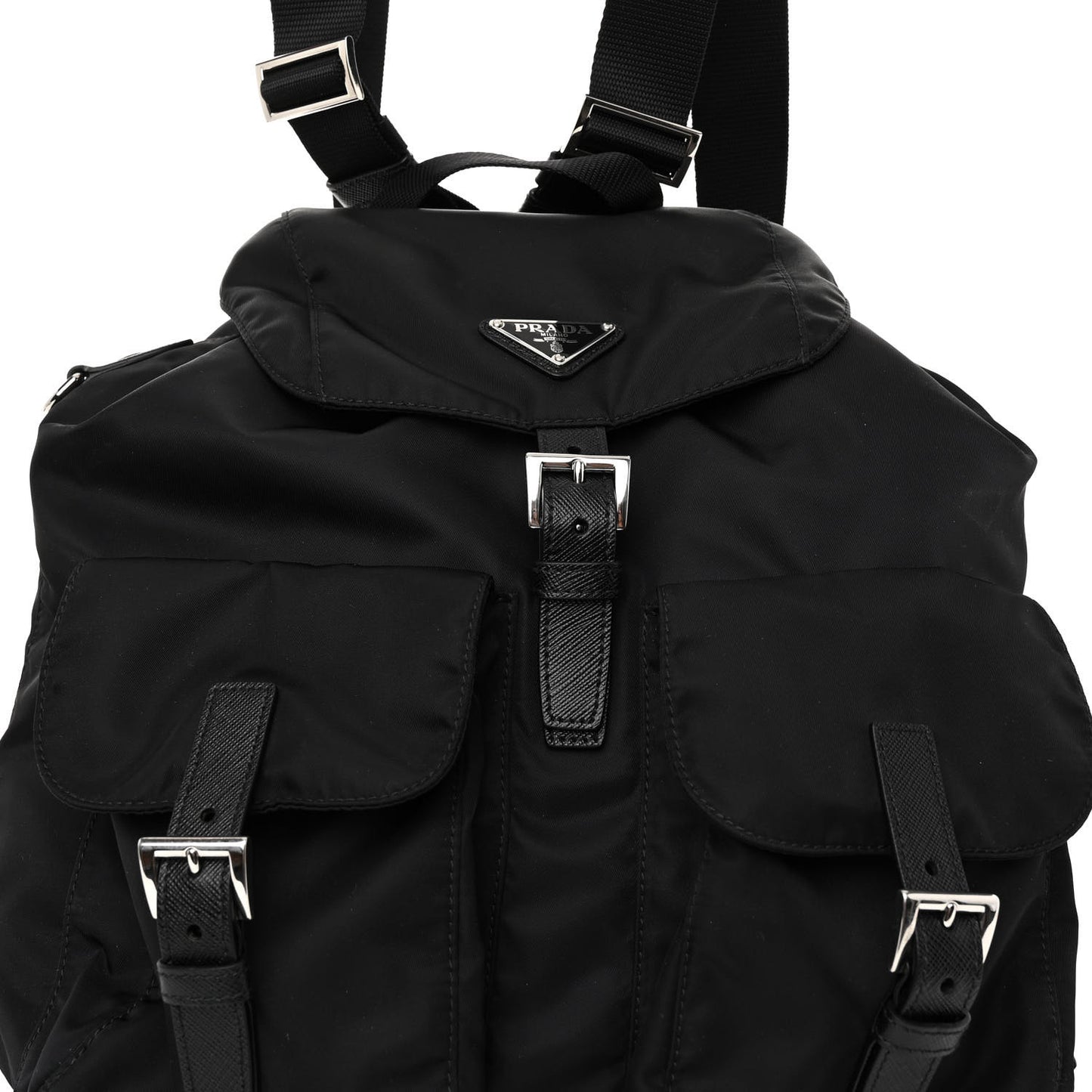 Re-Nylon Saffiano Medium Backpack Black