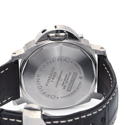 Panerai Stainless Steel Alligator 44mm Luminor Marina Automatic Watch Black PAM01104 7 of 8