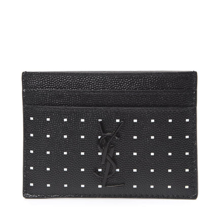 Saint Laurent Grain De Poudre Geo Print Monogram Credit Card Case Black White 1 of 6