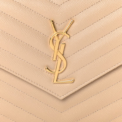 Saint Laurent Grain De Poudre Matelasse Chevron Monogram Chain Wallet Nude Powder 7 of 10
