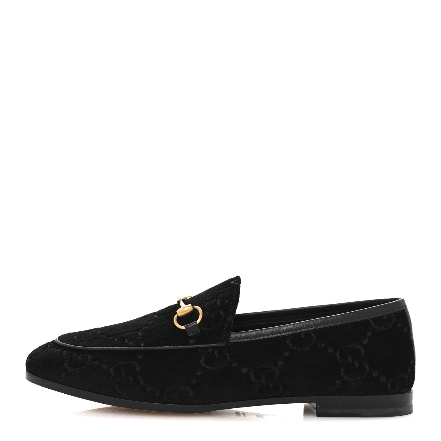 Gucci Velvet Horsebit Womens Jordaan Loafers 37.5 Black 1 of 11