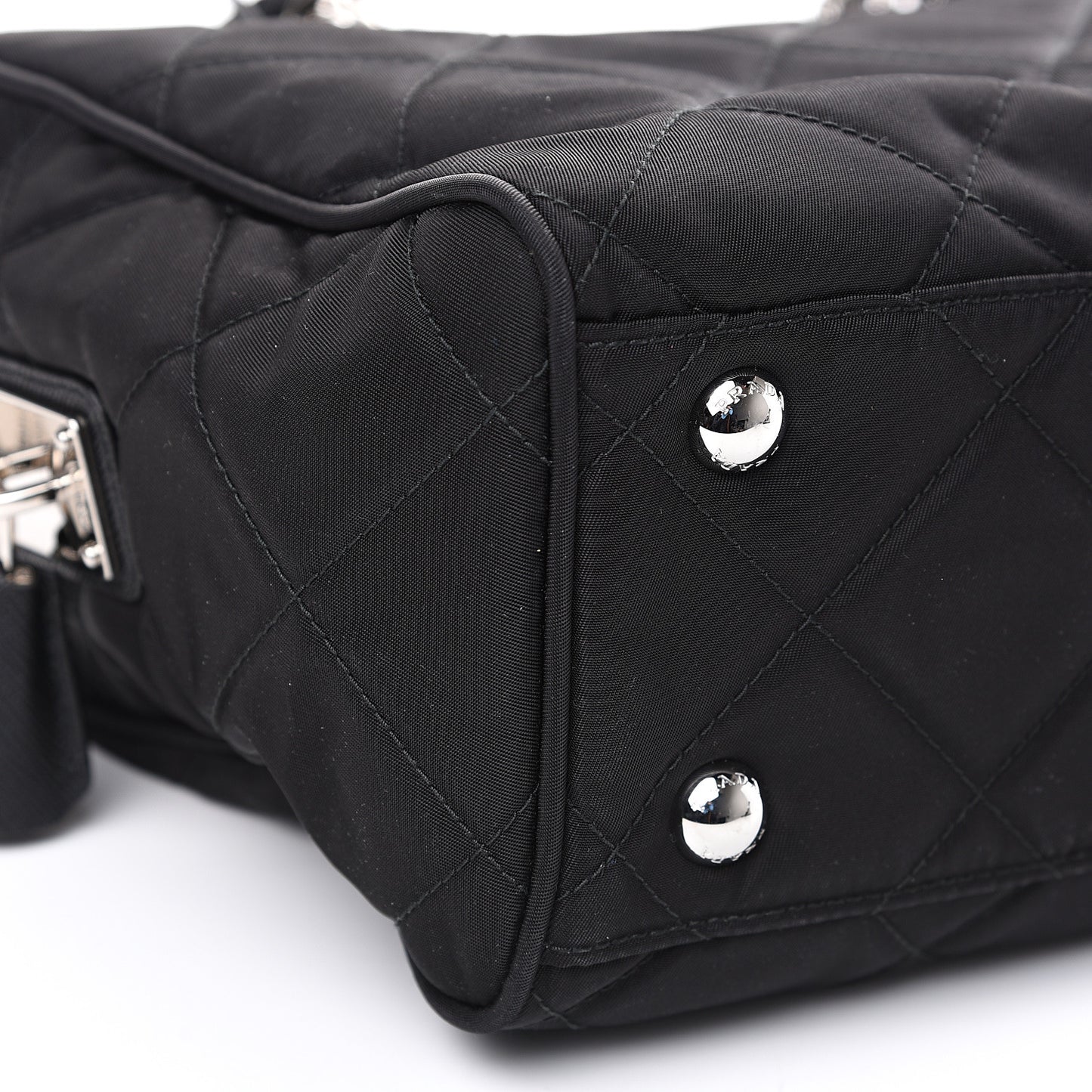 Nylon Tessuto Impuntu Quilted Shoulder Bag Black