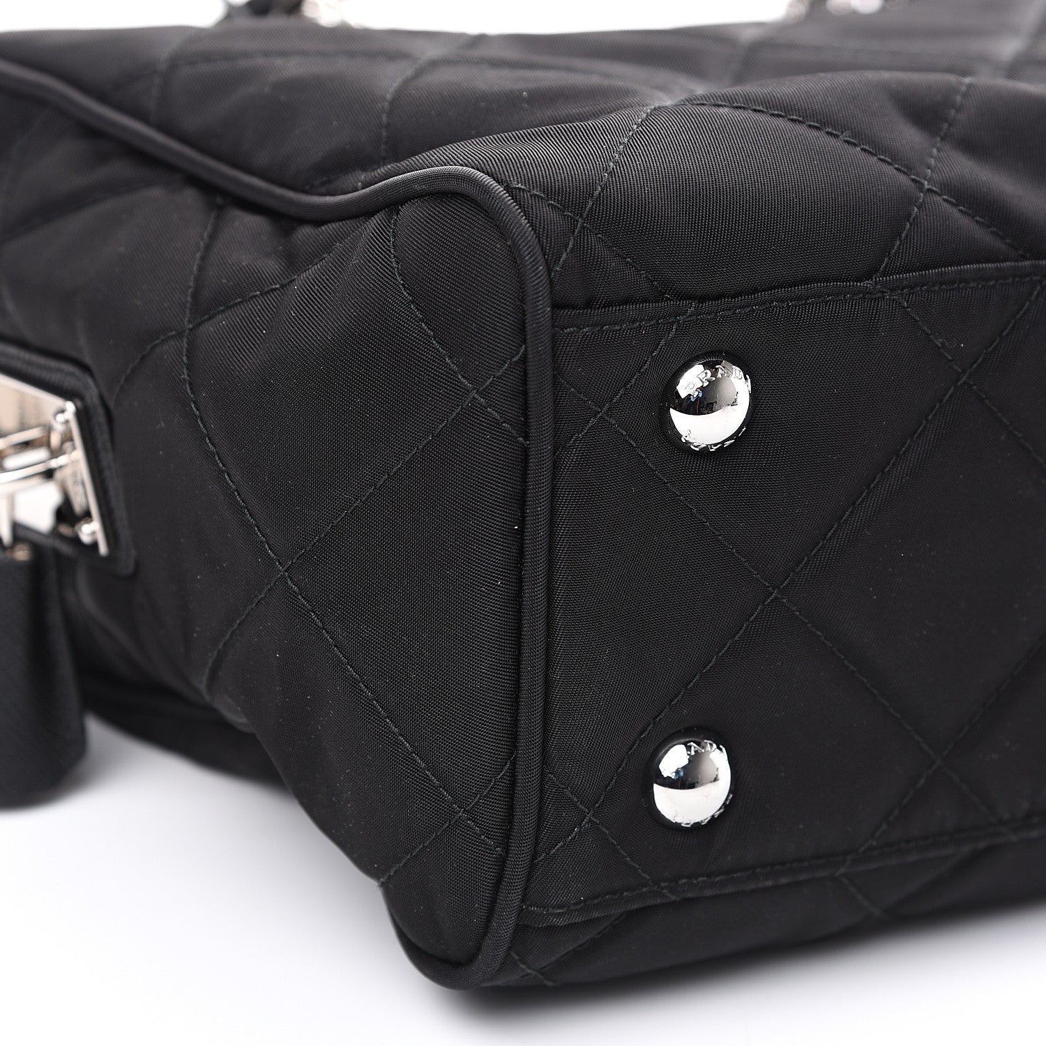 Prada Nylon Tessuto Impuntu Quilted Shoulder Bag Black 7 of 8