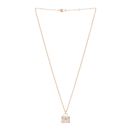 Hermes 18K Rose Gold Diamond Kelly Amulettes Pendant Necklace 3 of 6