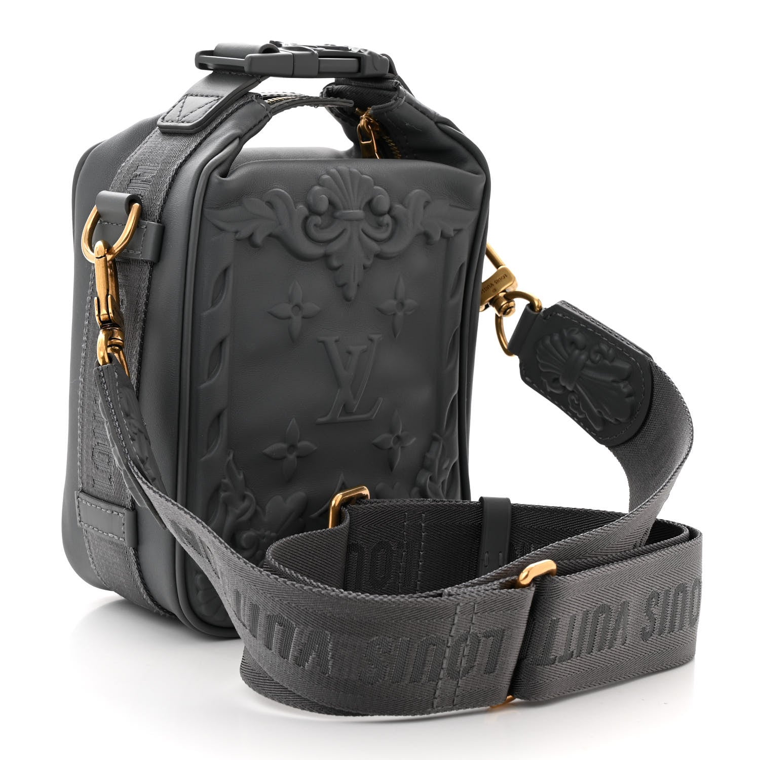 Louis Vuitton Calfskin Monogram Embossed Cruiser Messenger Dark Shadow Gray 3 of 9