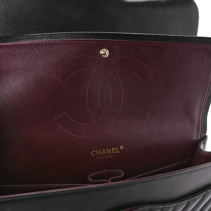 Chanel Lambskin Chevron Quilted Jumbo Double Flap Black 6 of 13