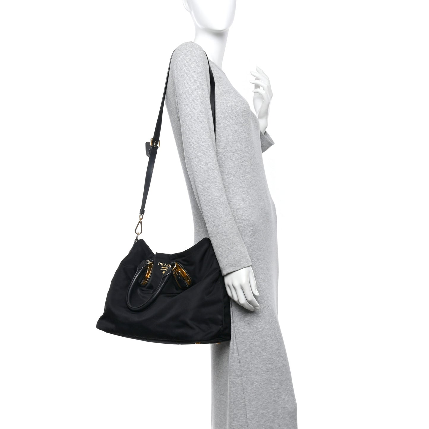 Tessuto Nylon Soft Calfskin Tote Black