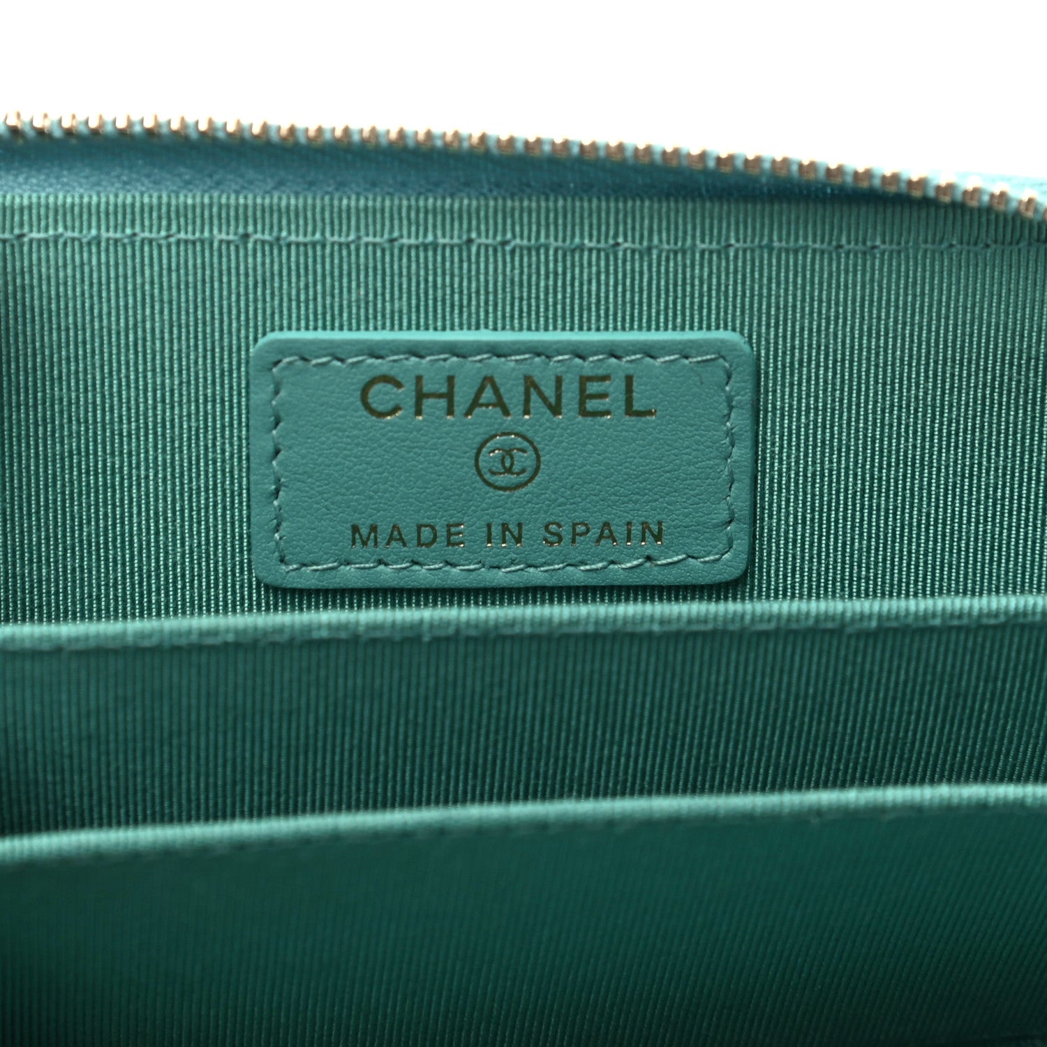 Chanel Caviar Flat Chevron Quilted Zip Around Coin Purse Green 5 of 8