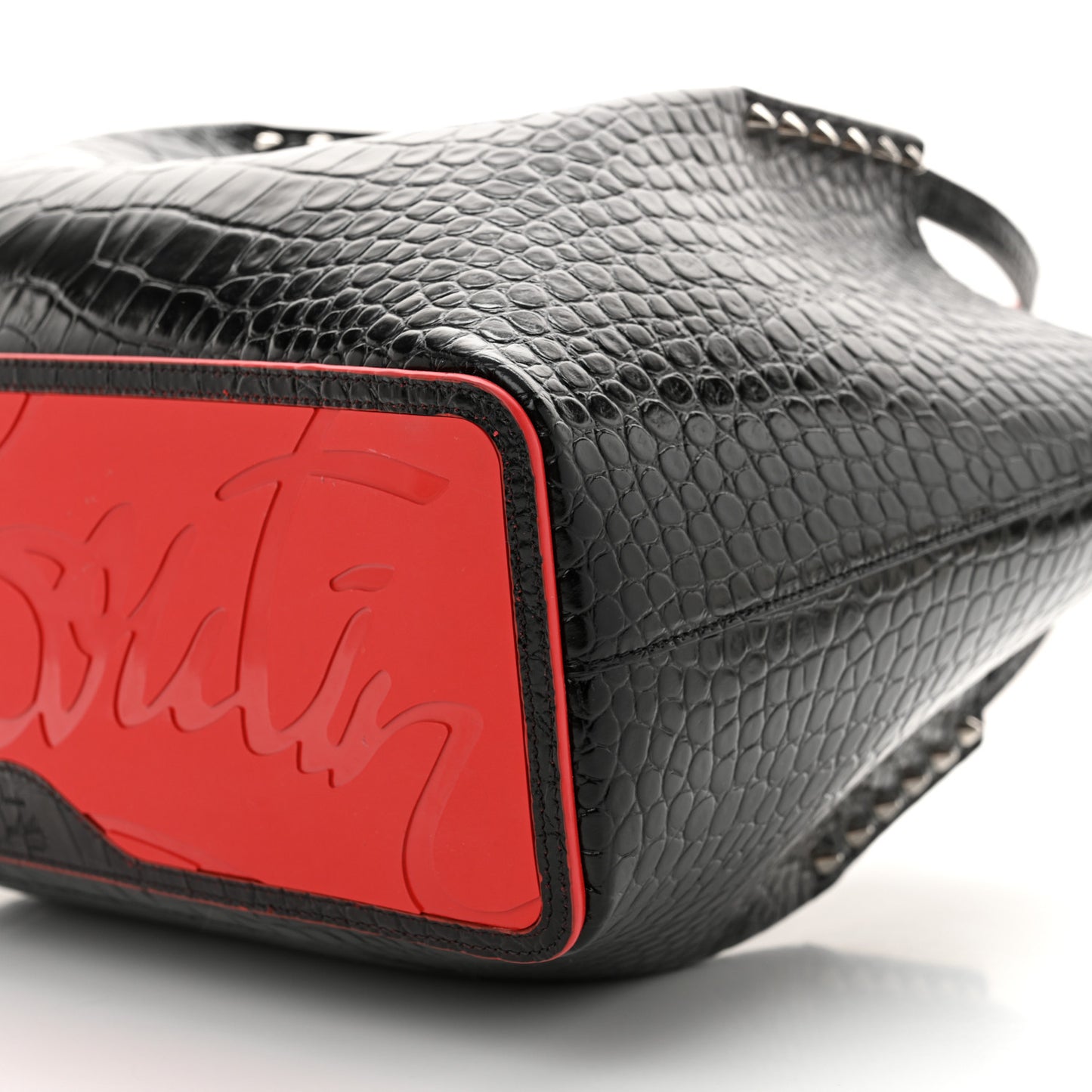 Calfskin Crocodile Embossed Spikes Small Cabarock Black