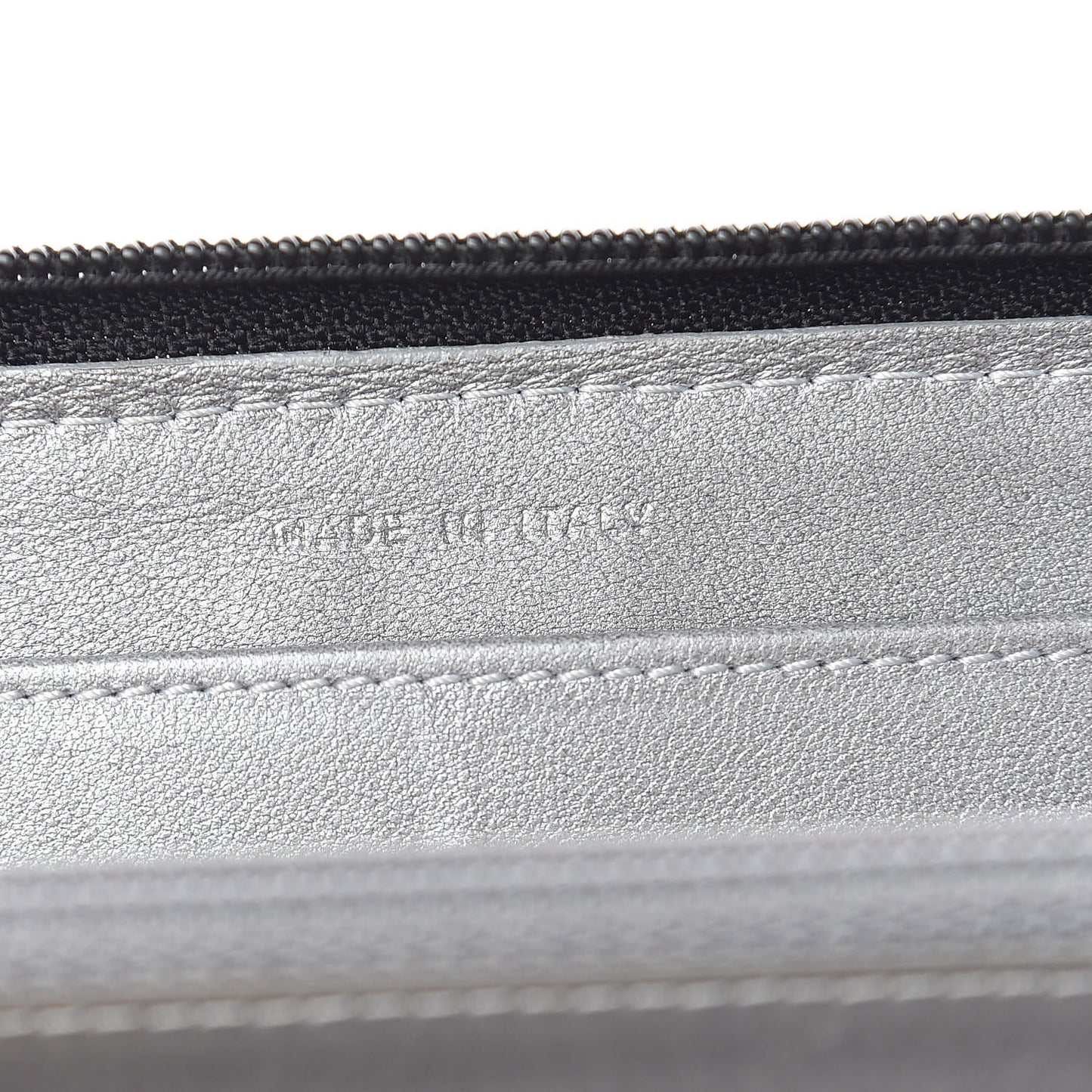 Lambskin Camellia Embossed Large Zip Around Gusset Wallet Black