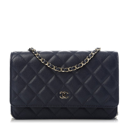 Chanel Caviar Quilted Wallet On Chain WOC Navy Blue 1 of 11