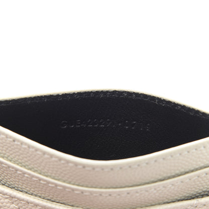 Saint Laurent Grain De Poudre Matelasse Chevron Monogram Credit Card Case Crema Soft 7 of 8