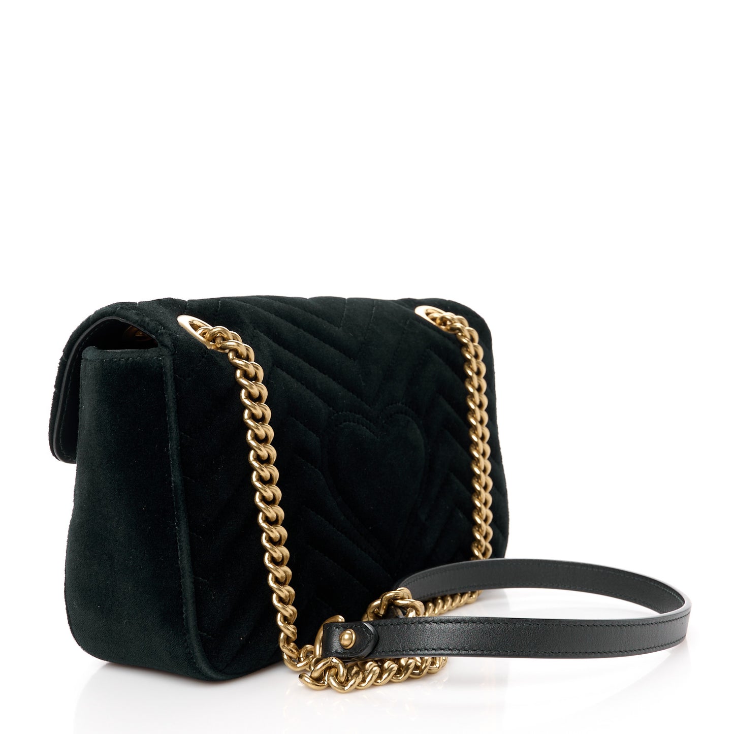 Velvet Matelasse Small GG Marmont Shoulder Bag Black
