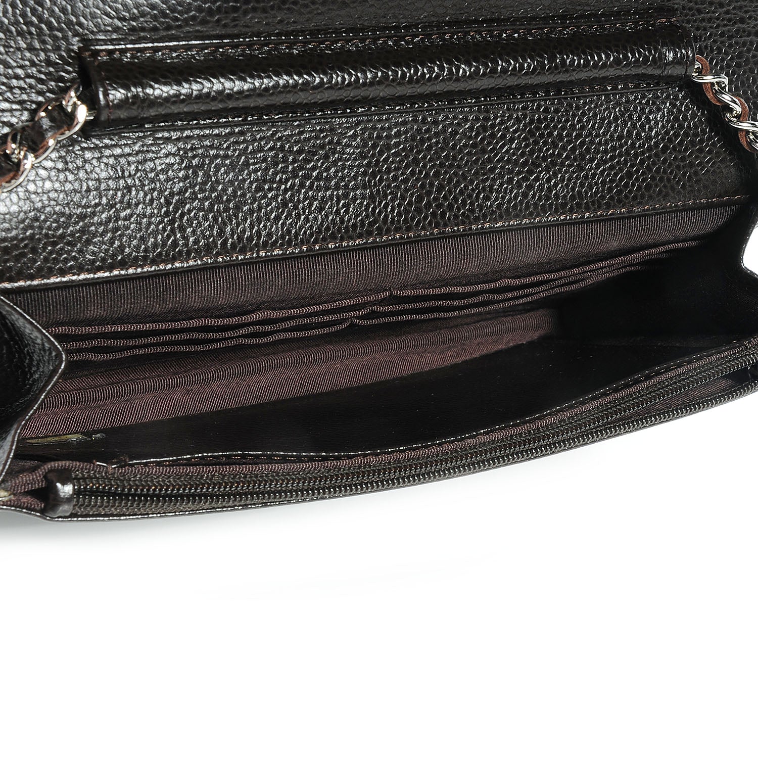 Chanel Caviar Timeless CC Wallet On Chain WOC Dark Brown 7 of 9