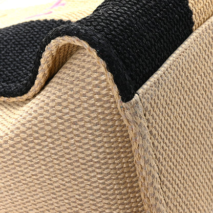 Chanel Straw Raffia Calfskin Striped Medium Deauville Tote Black Beige Ivory 8 of 11