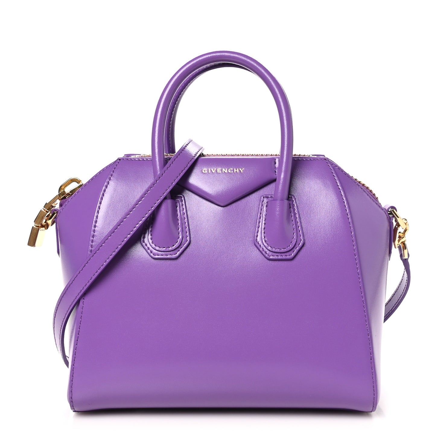 Shiny Lord Calfskin Mini Antigona Ultraviolet