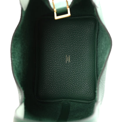 Hermes Taurillon Clemence Swift Eclat Picotin Lock 18 Vert Moyen Vert Peppermint 5 of 13