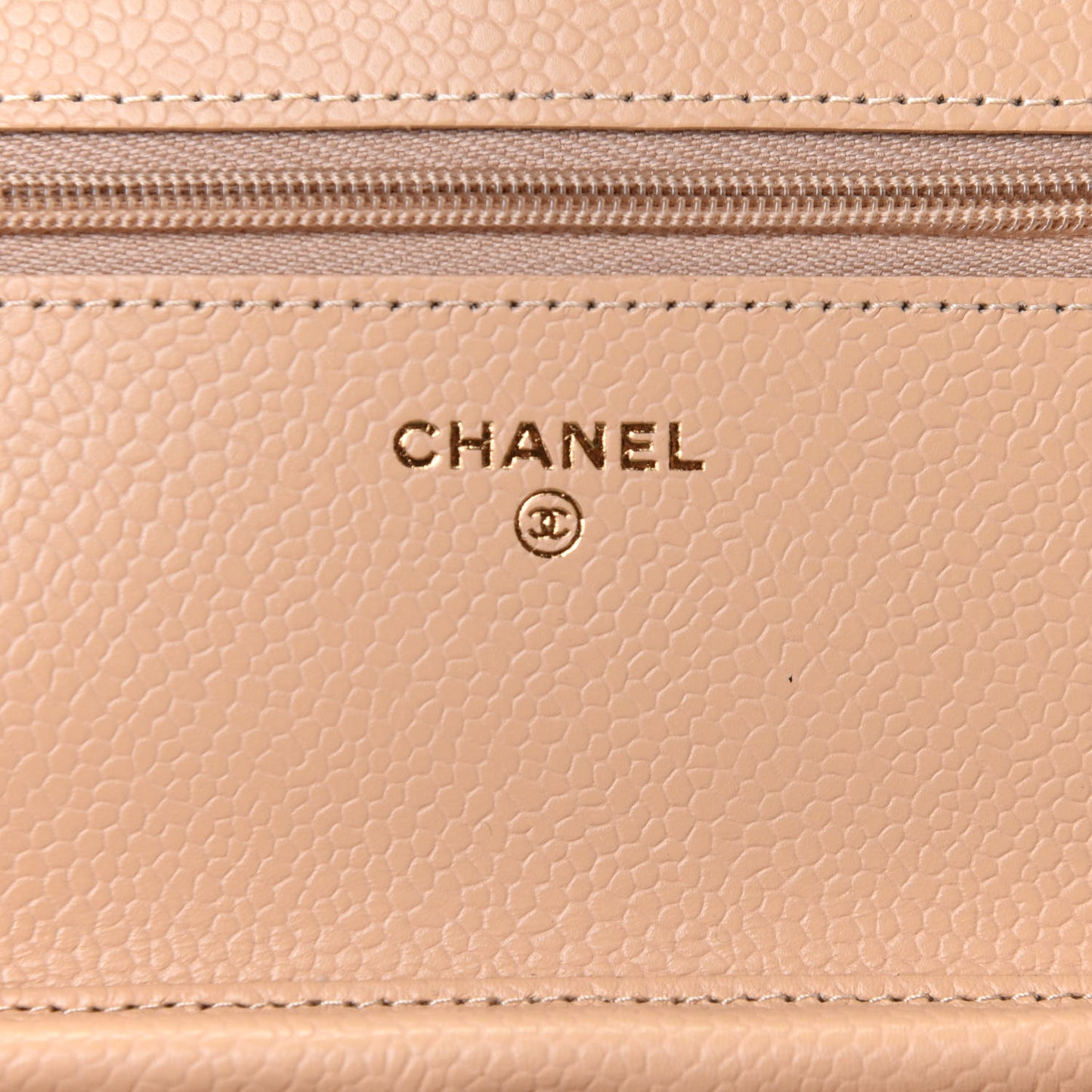 Caviar Quilted Wallet On Chain WOC Beige