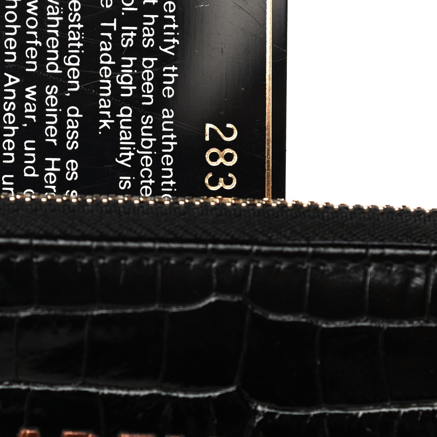 Chanel Calfskin Crocodile Embossed Cocodile Cosmetic Case Black Gold 7 of 13