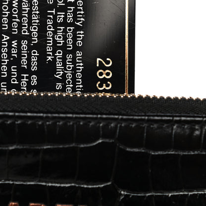 Chanel Calfskin Crocodile Embossed Cocodile Cosmetic Case Black Gold 7 of 13