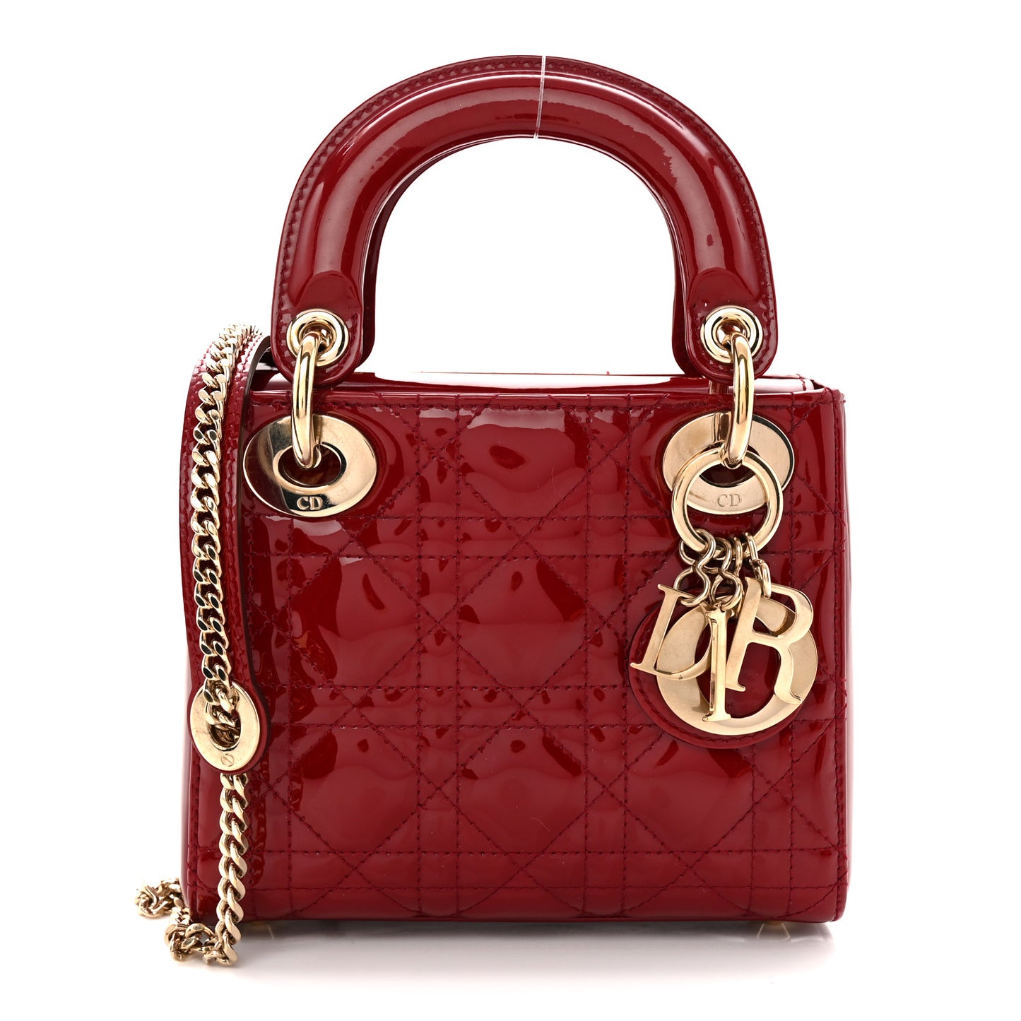 Patent Cannage Mini Lady Dior Red