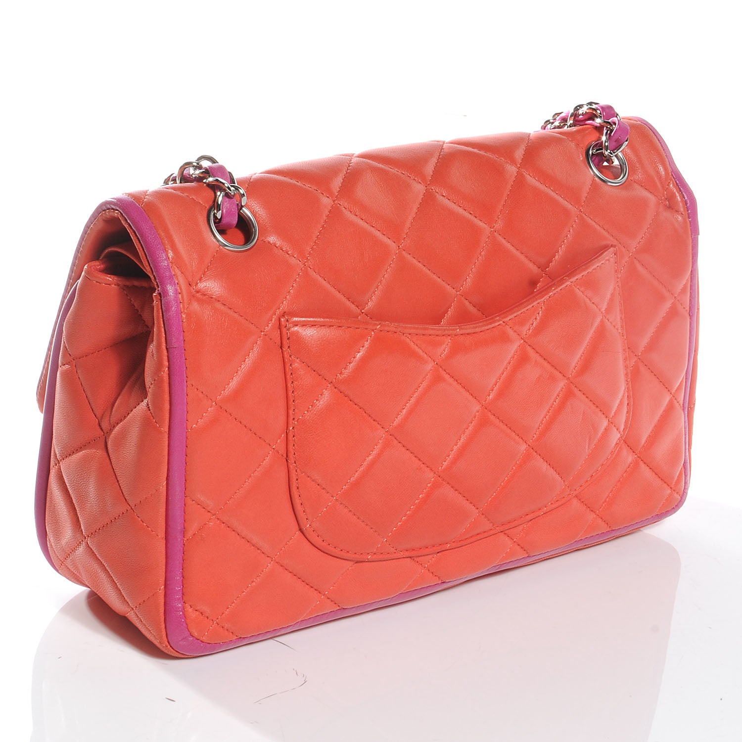 Chanel Lambskin Quilted Medium Double Flap Coral 3 of 7