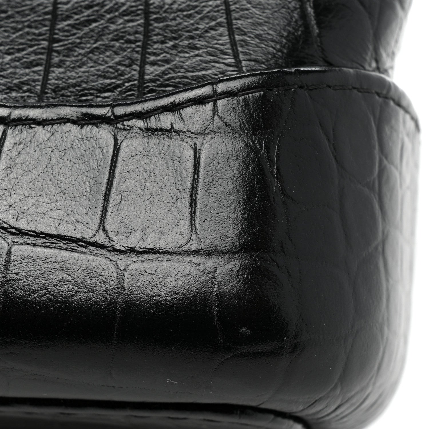 Chanel Calfskin Crocodile Embossed Small Gabrielle Cocodile Hobo Black 8 of 9