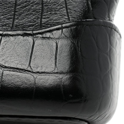 Chanel Calfskin Crocodile Embossed Small Gabrielle Cocodile Hobo Black 8 of 9