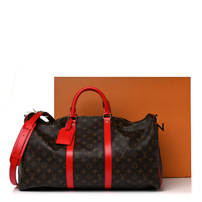 Louis Vuitton Calfskin Monogram Keepall Bandouliere 50 Coquelicot 10 of 10