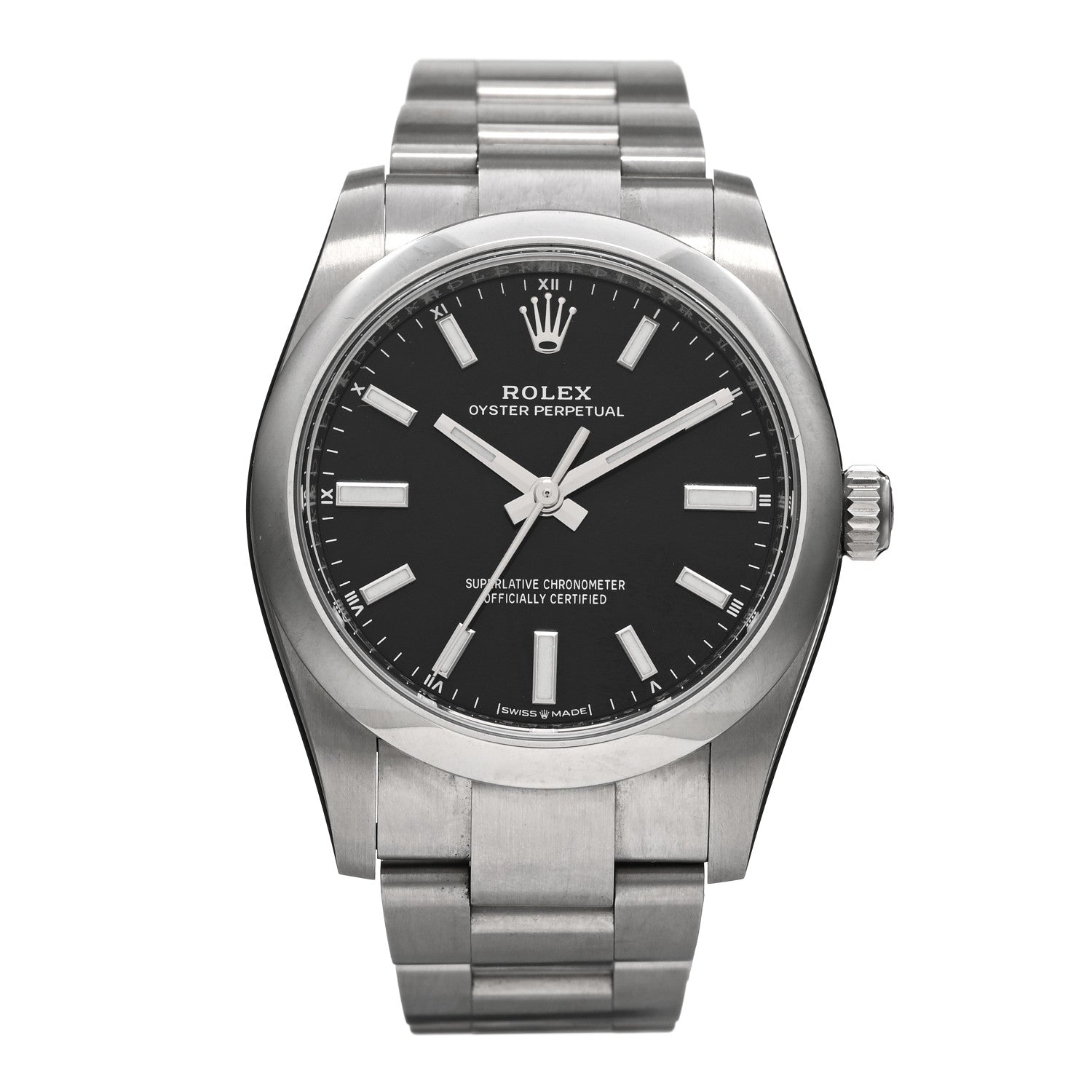 Rolex Stainless Steel 34mm Oyster Perpetual Watch Bright Black 124200 1 of 4