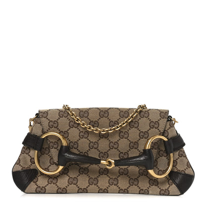 Gucci Monogram Horsebit Clutch Dark Brown 1 of 10