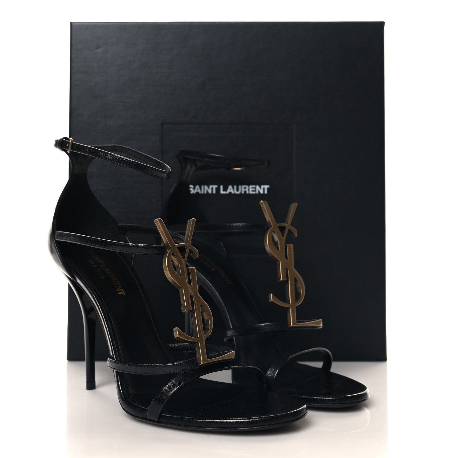 Saint Laurent Calfskin Cassandra 100 Sandals 39 Black 10 of 10