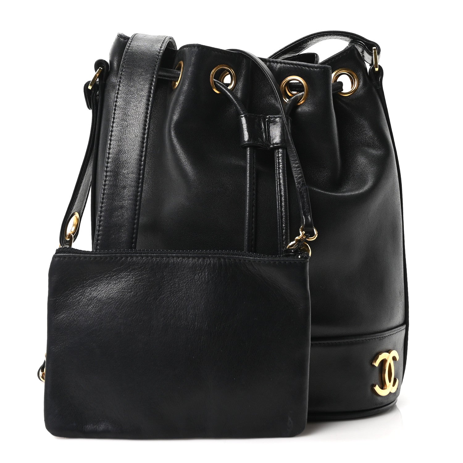 Chanel Lambskin CC Drawstring Shoulder Bag Black 3 of 11