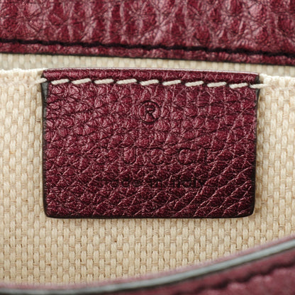 Gucci Metallic Pebbled Calfskin Small Soho Flap Crossbody Burgundy 6 of 7