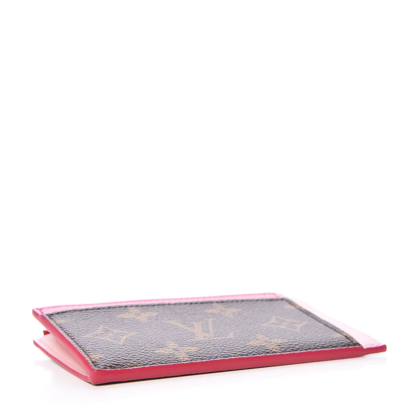 Monogram Blooming Flowers Zipped Card Holder Hot Pink Rose Ballerine