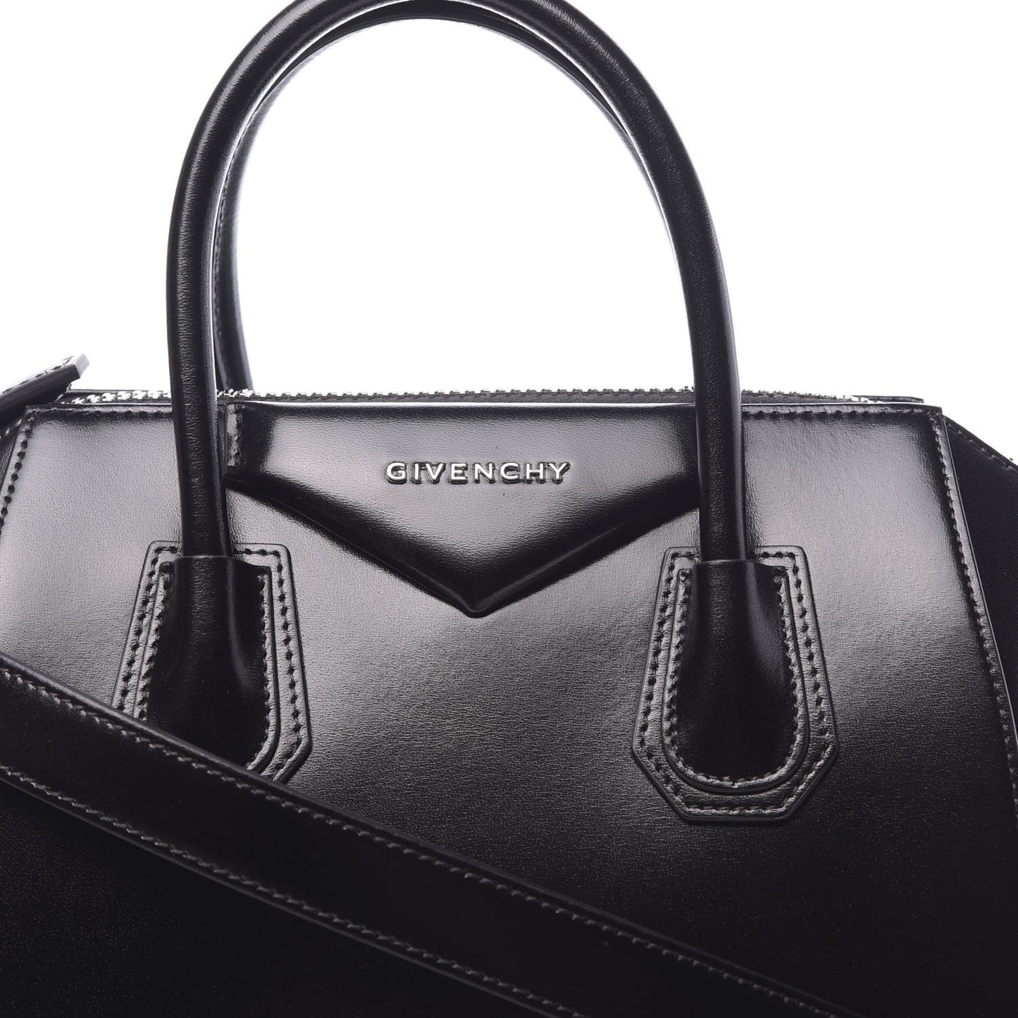 Shiny Lord Calfskin Small Antigona Black
