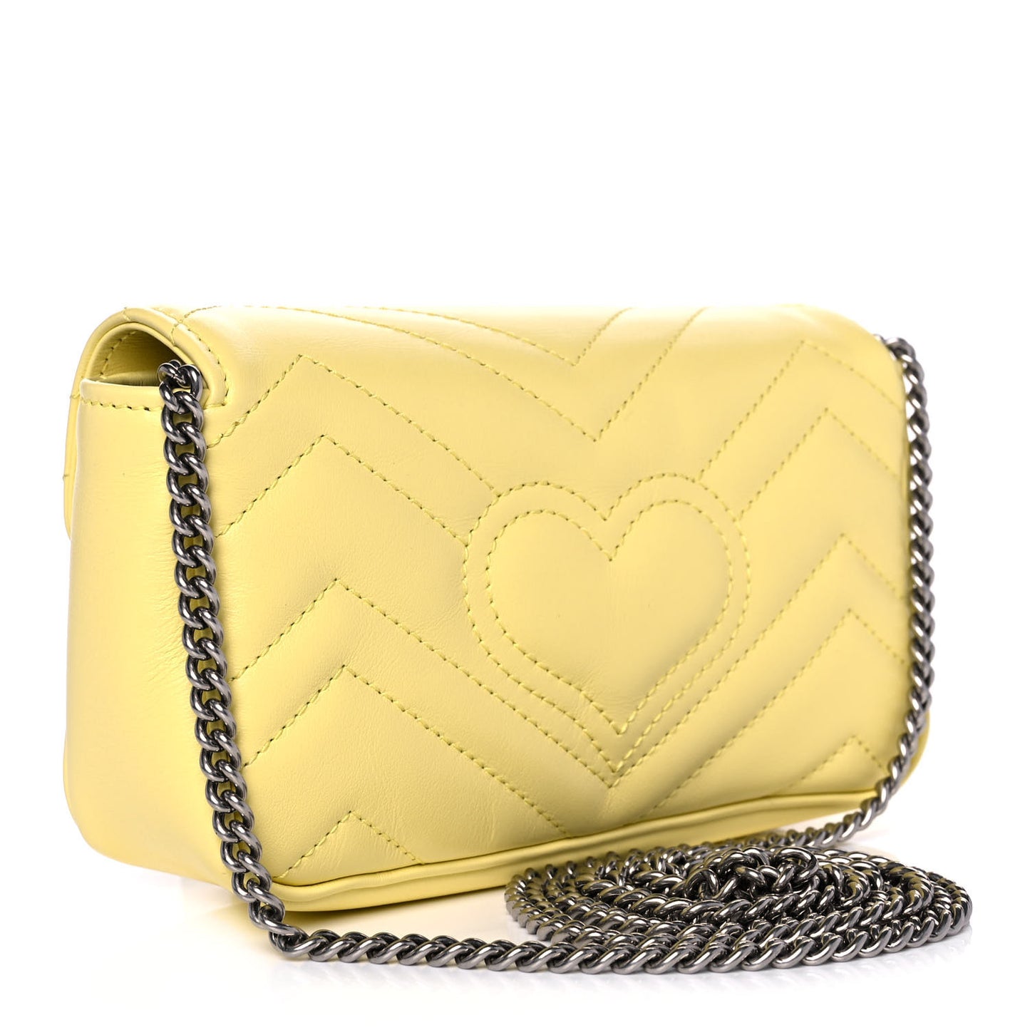 Calfskin Matelasse Super Mini GG Marmont Shoulder Bag Banana