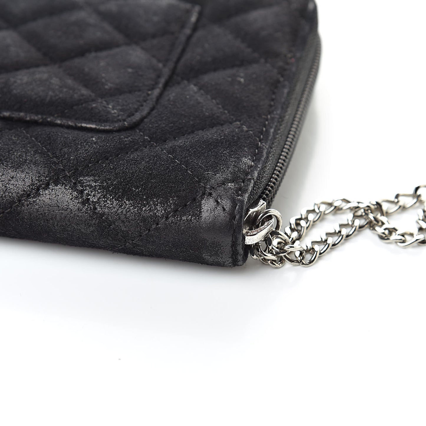 Suede Cambon Zip Around Organizer Wallet Black