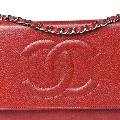Chanel Caviar Timeless CC Wallet On Chain WOC Red 11 of 14