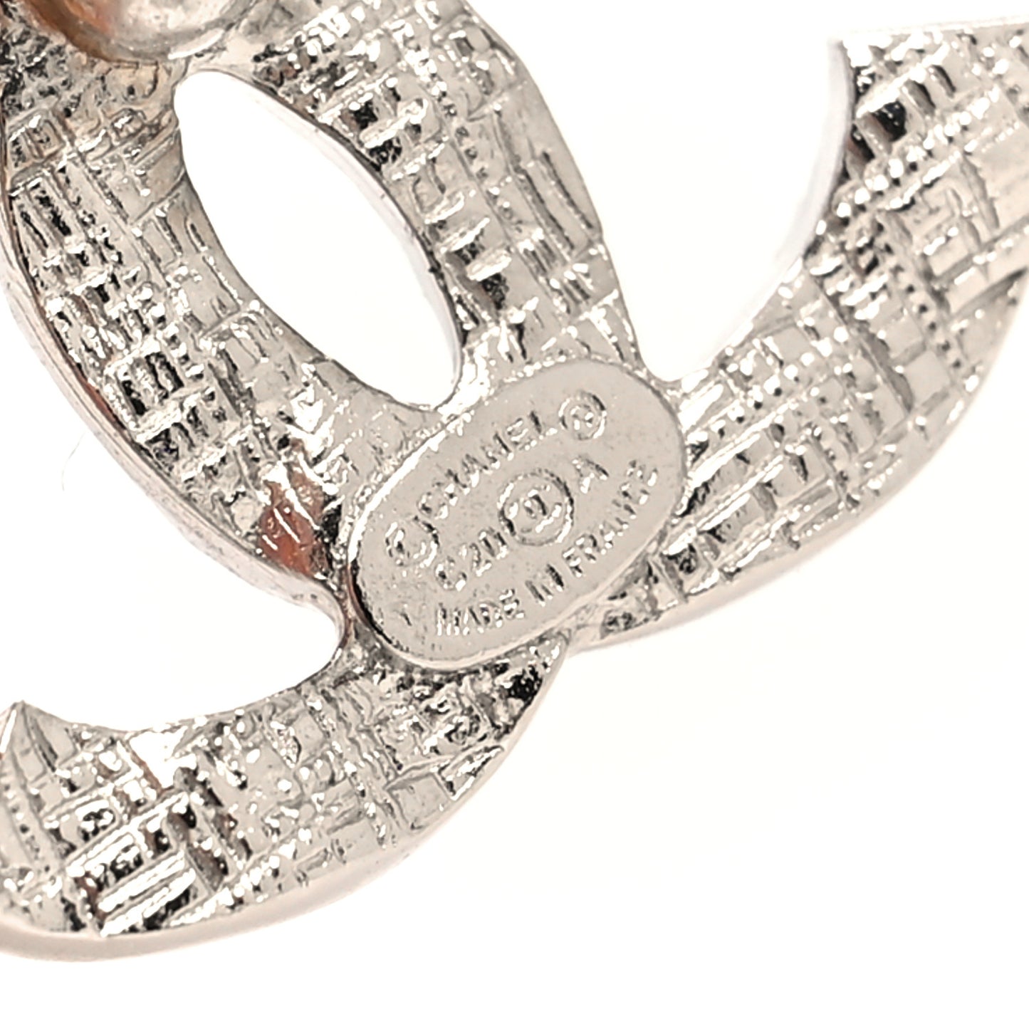 Crystal Large CC Earrings Silver