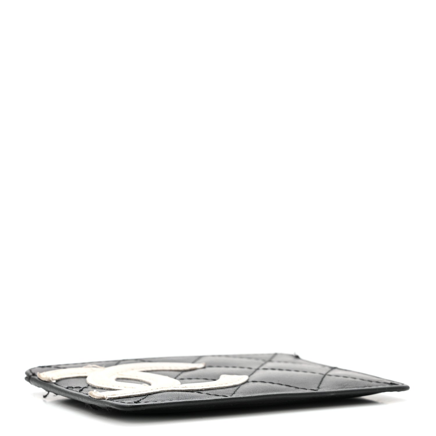 Chanel Calfskin Quilted Cambon Card Holder Black White 4 of 10