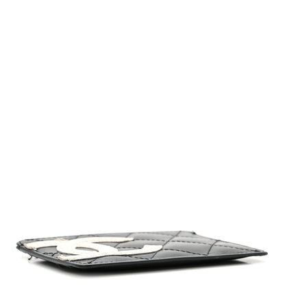 Chanel Calfskin Quilted Cambon Card Holder Black White 4 of 10