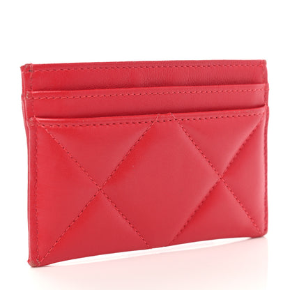 Chanel Lambskin Quilted Chanel 19 Card Holder Red 3 of 10