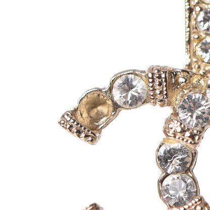 Chanel Metal Crystal CC Drop Earrings Gold 4 of 6