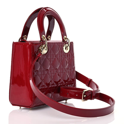 Christian Dior Patent Cannage Small Lady Dior Cherry Red 3 of 14