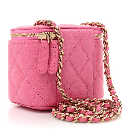 Chanel Caviar Quilted Mini Vanity Case With Chain Pink 3 of 10