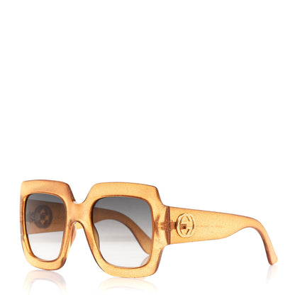 Gucci Acetate Square Frame Sunglasses GG0053S Glitter Gold 1 of 7