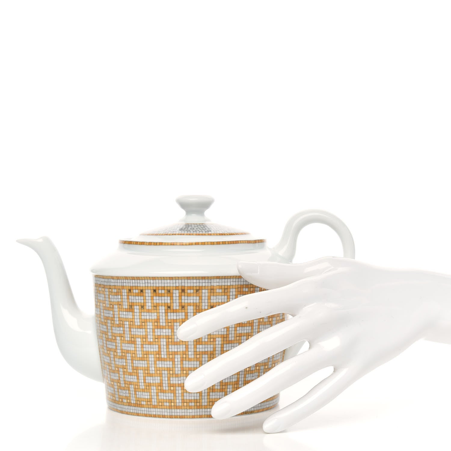 Hermes Porcelain Mosaique Au 24 Coffee/Tea Pot Gold 2 of 5