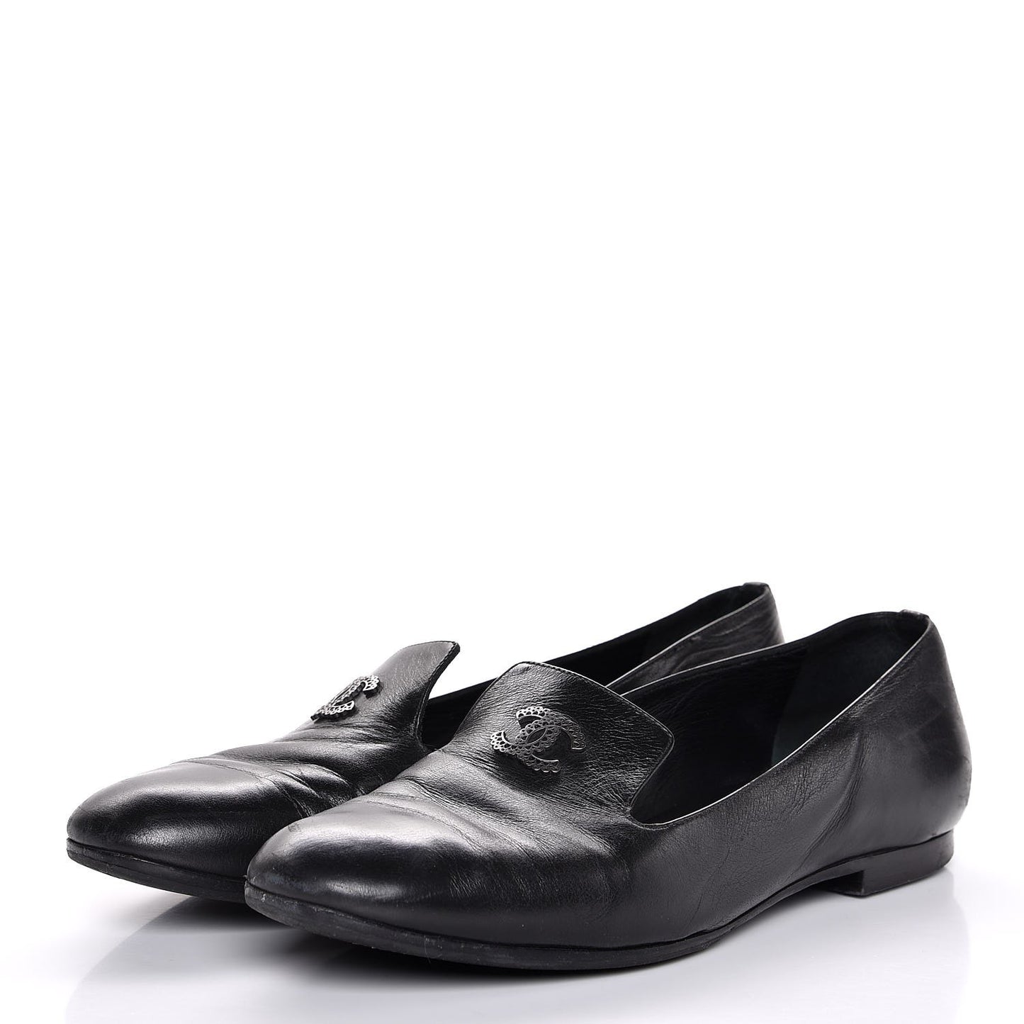 Calfskin CC Chain Loafers 38 Black