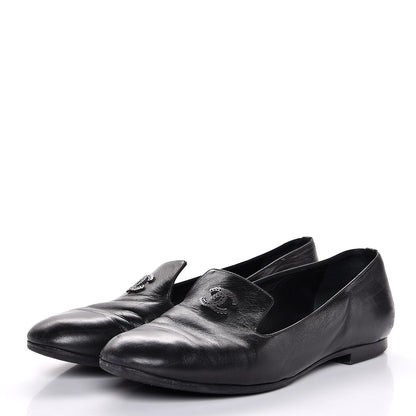 Chanel Calfskin CC Chain Loafers 38 Black 3 of 9